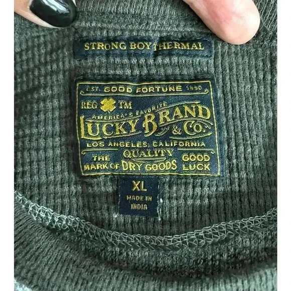 Lucky Brand Strong Boy Thermal XL Men's Long Sleeve Raglan Tee Shirt - Picture 3 of 9